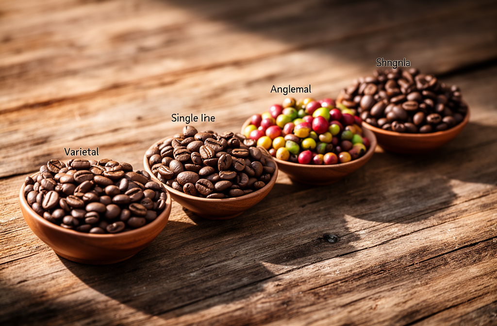 Single origin coffee beans from several origins