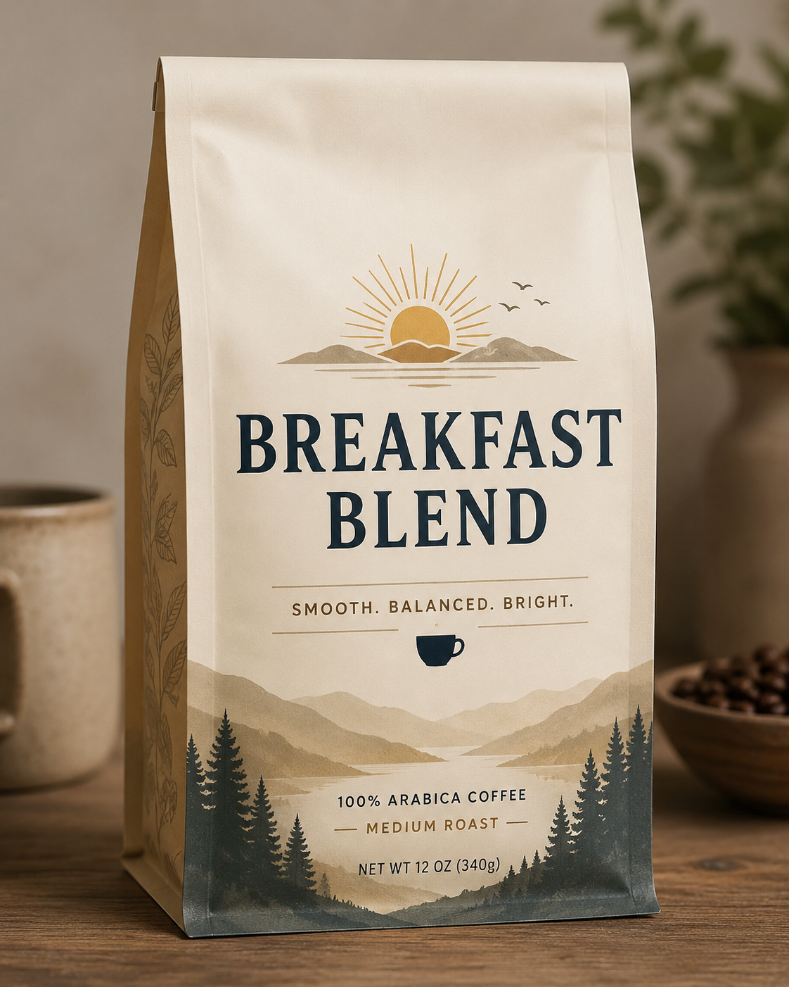 Bag of Sally Sue's organic fair trade Breakfast Blend coffee